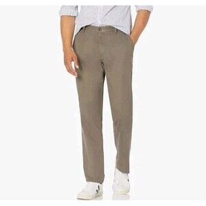 Amazon Essentials Men's Classic Fit Flat Front Straigt Leg Taupe Trousers 28X30
